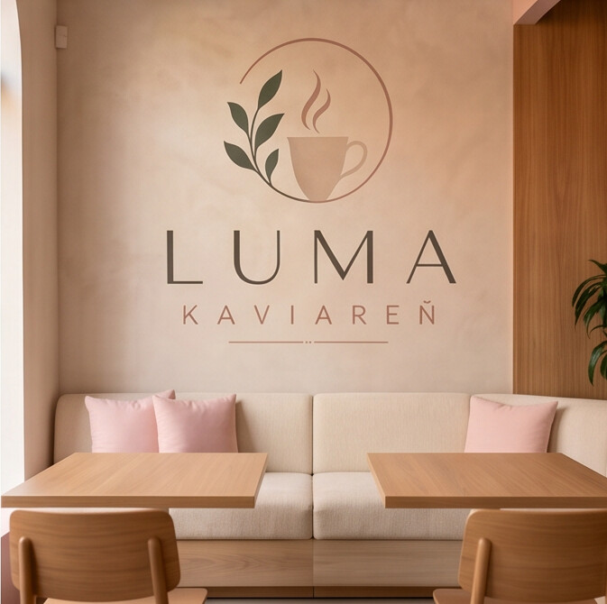 Logo LUMA nad pohovkou